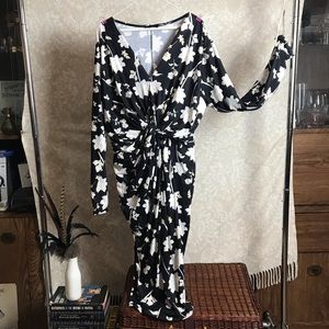 Floral Midi Dress with Knot Front